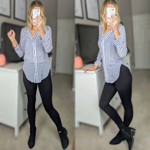 H&M Blue and White Striped Blouse